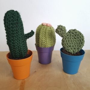 Handmade Faux Cacti Decorations, Set of 3